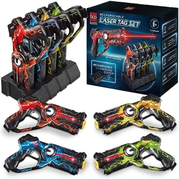 Best Choice Products Set of 4 Laser Tag Blasters - Rechargeable Infrared Lazer Tag Set & Docking Sta...