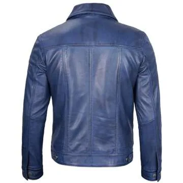 Decrum Blue Lambskin Leather Jacket for Men - Stylish & Durable