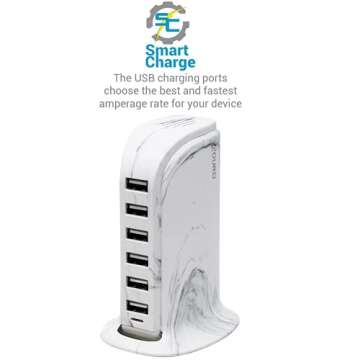 Aduro 40W 6-Port USB Hub Charger | Smart & Stylish Charging Solution
