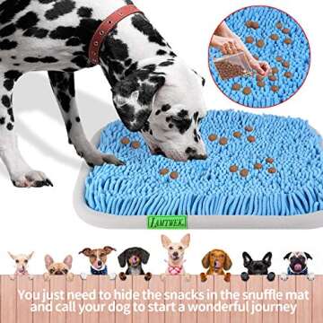 LAMTWEK Snuffle Mat for Dogs, 17" x 21" Dog Snuffle Mat Interactive Feed Game for Boredom, Encourage...