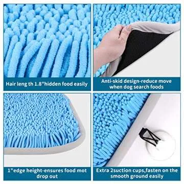 LAMTWEK Snuffle Mat for Dogs, 17" x 21" Dog Snuffle Mat Interactive Feed Game for Boredom, Encourages Natural Foraging Skills and Stress Relief, Easy to Fill/Machine Washable with 2PCS Suction Cups