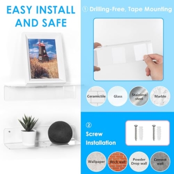 OAPRIRE Clear Acrylic Floating Shelves - Stylish & Easy to Install