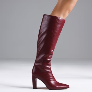 Lovee Cosee Burgundy Knee-High Boots for Women