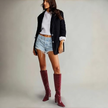 Lovee Cosee Burgundy Knee-High Boots for Women