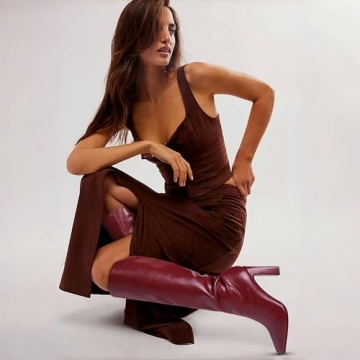 Lovee Cosee Burgundy Knee-High Boots for Women