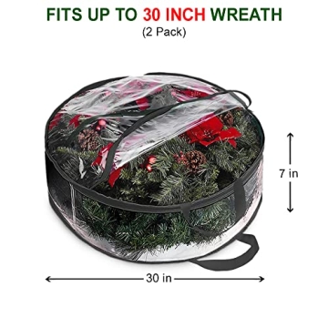 ProPik 30" Christmas Wreath Storage Bags - 2 Pack Clear