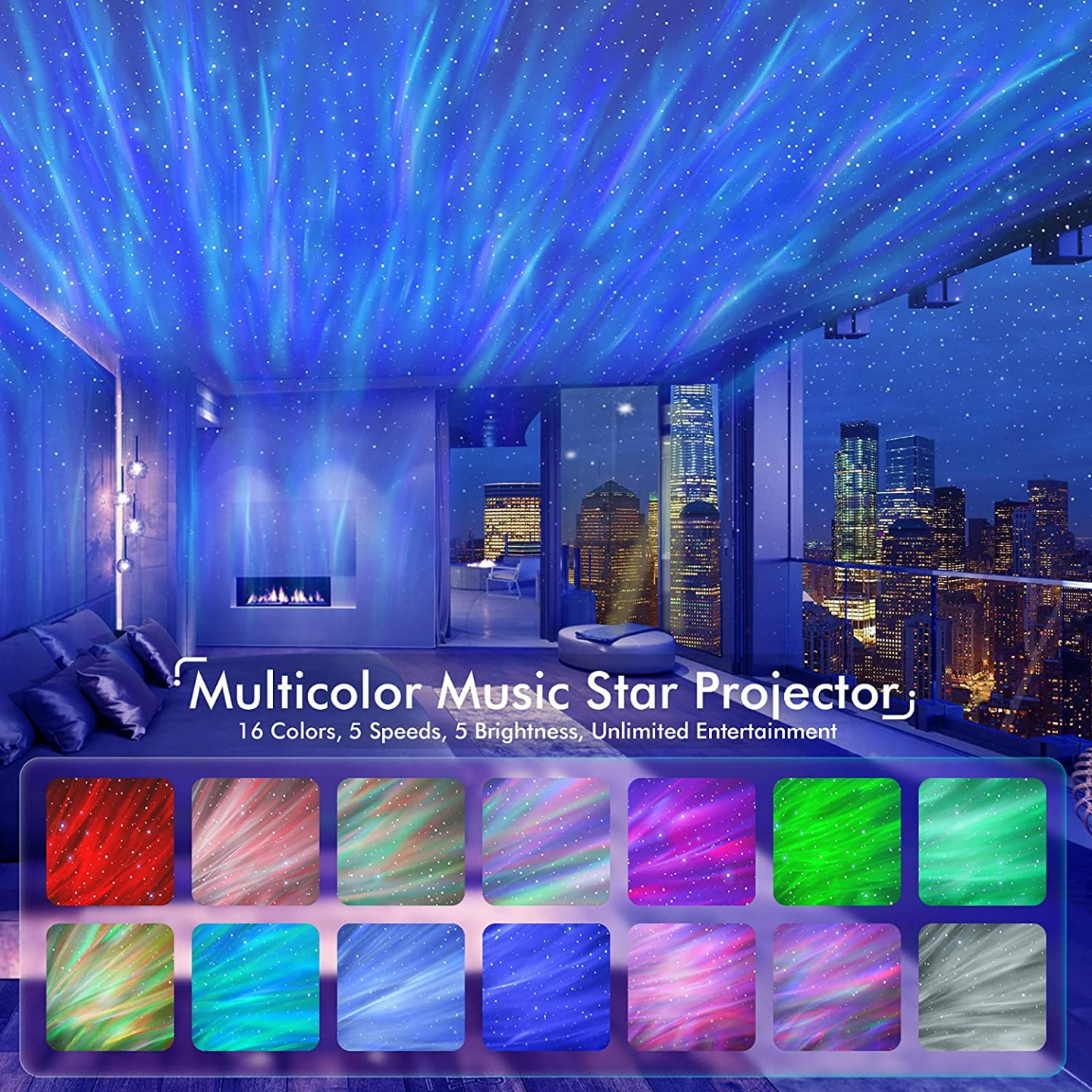 Galaxy Star Projector with Bluetooth & Night Light