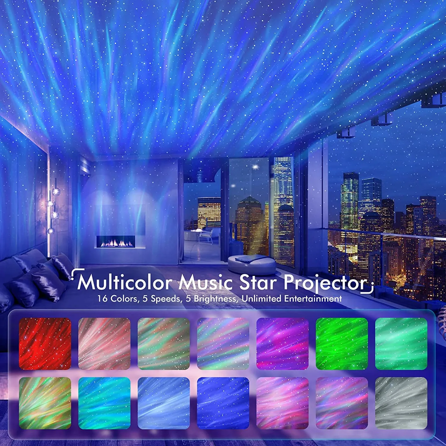 Galaxy Star Projector with Bluetooth & Night Light