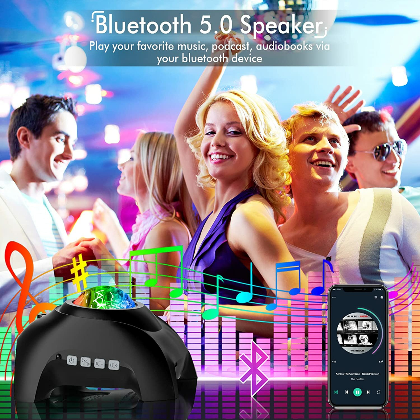 Galaxy Star Projector with Bluetooth & Night Light