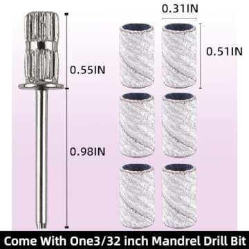 100 Pcs (180 Grit White)Sanding Bands Nail Drill Bit with 0.31in diameter,Nail Drill Bits Extreme Fi...