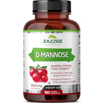 Zazzee D-Mannose 1000 mg - 180 Vegan Capsules for UTI Relief