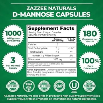 Zazzee D-Mannose Capsules - Fast-Acting UTI Support