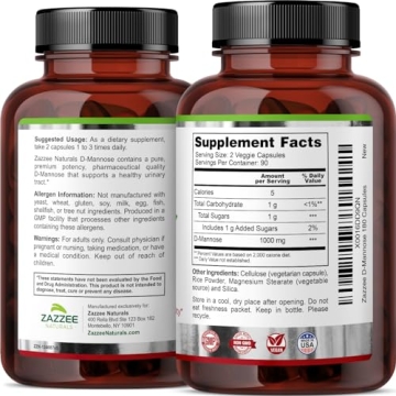 Zazzee D-Mannose Capsules - Fast-Acting UTI Support