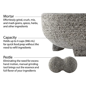 Vasconia Granite Molcajete Mortar for Flavorful Dishes