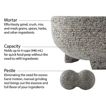 Vasconia Granite Molcajete Mortar for Flavorful Dishes