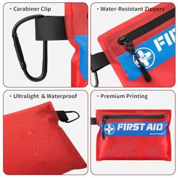 RHINO RESCUE Small First Aid Kit Ultralight Waterproof Medical Kit for Hiking, Backpacking, Cycling, Travel, Vehicles, HSA/FSA Eligible