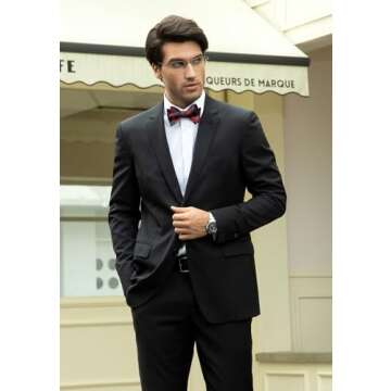 HISDERN Burgundy Bow Tie for Weddings and Formal Events