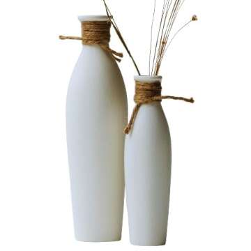 Kimisty Off White Ceramic Vases Set of 2, Small Ceramic Vases, Bud Vase Decor, Rustic Style Vases, C...
