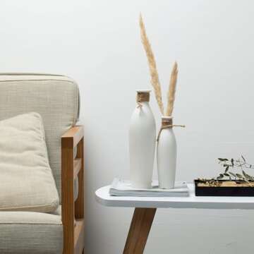 Kimisty Off White Ceramic Vases Set of 2, Small Ceramic Vases, Bud Vase Decor, Rustic Style Vases, Coastal Vase Set, Modern Gift