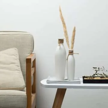 Kimisty Off White Ceramic Vases Set of 2, Small Ceramic Vases, Bud Vase Decor, Rustic Style Vases, Coastal Vase Set, Modern Gift