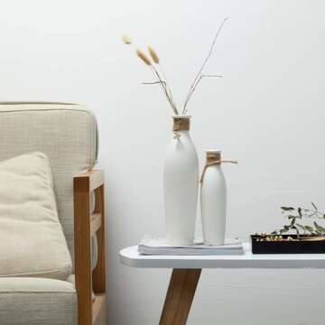 Kimisty Off White Ceramic Vases Set of 2, Small Ceramic Vases, Bud Vase Decor, Rustic Style Vases, Coastal Vase Set, Modern Gift