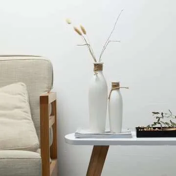 Kimisty Off White Ceramic Vases Set of 2, Small Ceramic Vases, Bud Vase Decor, Rustic Style Vases, Coastal Vase Set, Modern Gift