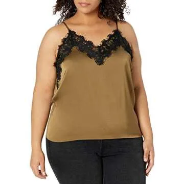 The Drop Women's Natalie V-Neck Lace Trimmed Camisole Tank Top