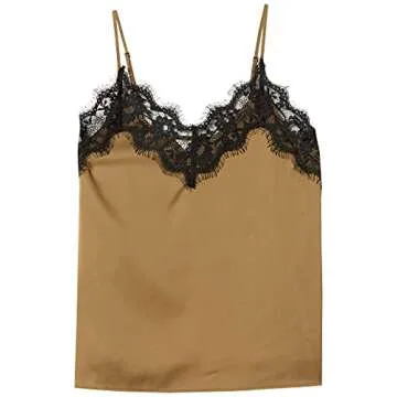 The Drop Women's Natalie V-Neck Lace Trimmed Camisole Tank Top