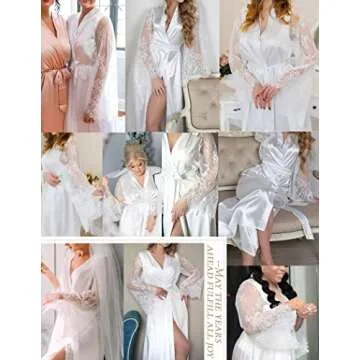 Avidlove Women's Long Silk Kimono Robe Bride Bridesmaids Floral Lace Sleeve Robes for Wedding Bridal Day