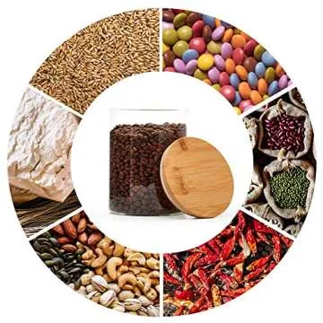 EZOWare Set of 6 Kitchen Glass Jars with Bamboo Lids