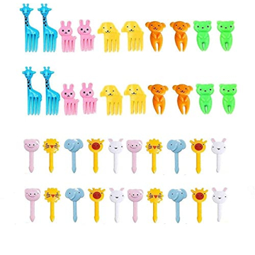 40Pcs Food Fruit Fork Picks for Kids Cute Animals Bento Box Decor ForksCake Little Forks Dessert Forks Mini Cartoon Toothpick for Cake Dessert Pastry Party supply