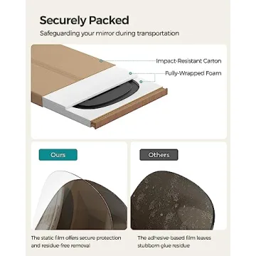 SONGMICS Full Length Wall Mirror, Over The Door Mirror, 47.2" x 18.5" Arched Hanging Mirror, Frameless Glass Mirror Decor, for Bedroom Living Room Dressing Room, Black ULFM010B01