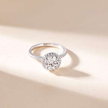 POMODA 1.5 CT Moissanite Engagement Rings for Women D Color VVS1 Clarity 925 Sterling Silver Round C...