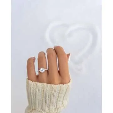 POMODA 1.5 CT Moissanite Engagement Rings for Women D Color VVS1 Clarity 925 Sterling Silver Round Cut Halo Moissanite Wedding Promise Band Rings for Women Size 7.5