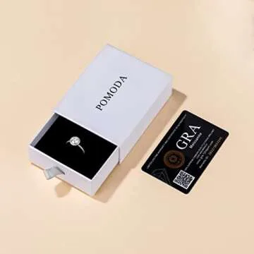 POMODA 1.5 CT Moissanite Engagement Rings for Women D Color VVS1 Clarity 925 Sterling Silver Round Cut Halo Moissanite Wedding Promise Band Rings for Women Size 7.5