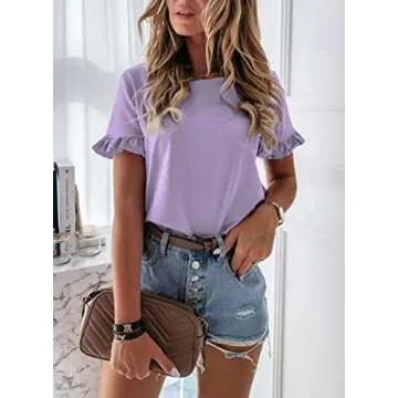 PRETTYGARDEN Casual Summer Ruffle Tee for Women