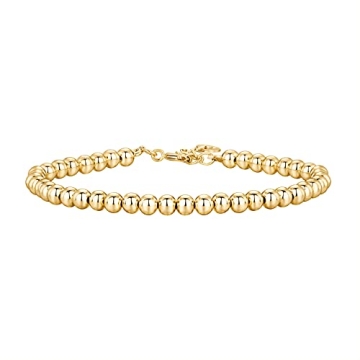 14K Gold Plated Beaded Bracelet Women Sustainable Elegance