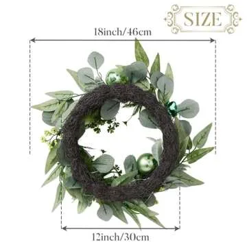 Valery Madelyn St. Patrick's Day Wreath for Front Door with Lights, Artificial Spring Eucalyptus Wreath with Shamrock Clover Ornaments, Prefect Gift and Decoration for Irish Festival Home Party-18''