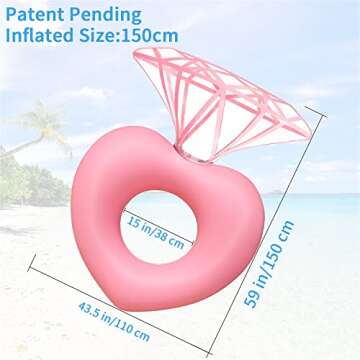 Diamond Swimming Ring Floaty Party Pools Beach Toys for Adults Inflatable Swimming Ring Floating Bed...
