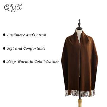 Qyx Winter Cashmere Solid Color Scarf-Fashion Women's Large Warm Shawls and Wraps-Adult Long Classic...