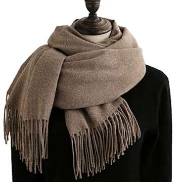 Qyx Winter Cashmere Solid Color Scarf-Fashion Women's Large Warm Shawls and Wraps-Adult Long Classic Scarf Gift for Lover