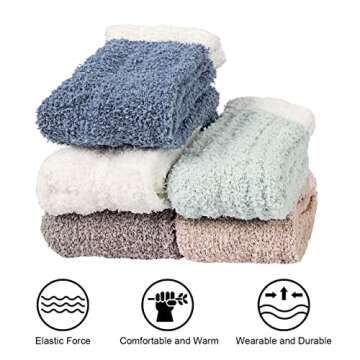 Loritta 5 Pairs Womens Fuzzy Socks Cozy Soft Fluffy Cute Cat Animal Winter Warm Slipper Socks Christmas Stocking Stuffers, Aa-5 Pairs Beauty Color
