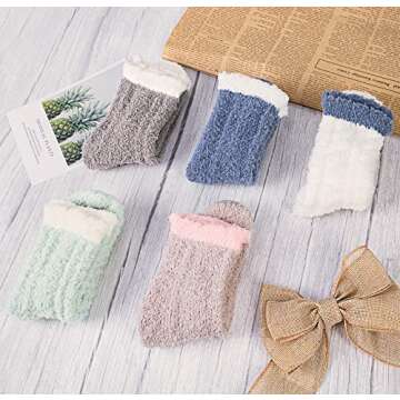 Loritta 5 Pairs Womens Fuzzy Socks Cozy Soft Fluffy Cute Cat Animal Winter Warm Slipper Socks Christmas Stocking Stuffers, Aa-5 Pairs Beauty Color