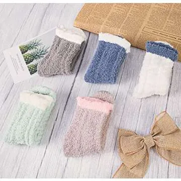 Loritta 5 Pairs Womens Fuzzy Socks Cozy Soft Fluffy Cute Cat Animal Winter Warm Slipper Socks Christmas Stocking Stuffers, Aa-5 Pairs Beauty Color