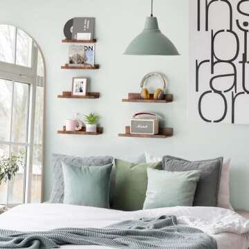 Fixwal Floating Shelves, 6 Sets of Wall Mounted Shelves for Home Decor, Modern Picture Ledge Shelves for Living Room, Bedroom, Bathroom, Kitchen (Brown)