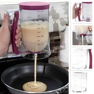 Pancake Batter Dispenser - Batter Dispenser with Squeeze Handle for Waffles, Muffins, and Crepes - Kitchen Gadgets for Baking by Chef Buddy (Purple)