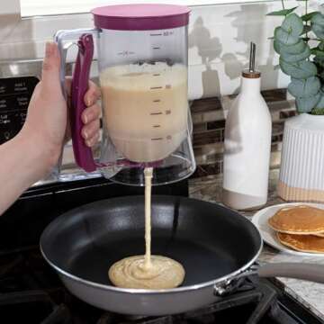 Pancake Batter Dispenser - Batter Dispenser with Squeeze Handle for Waffles, Muffins, and Crepes - Kitchen Gadgets for Baking by Chef Buddy (Purple)
