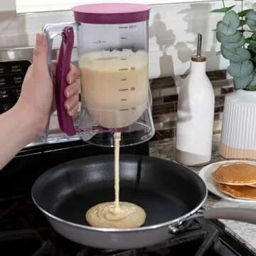 Pancake Batter Dispenser - Batter Dispenser with Squeeze Handle for Waffles, Muffins, and Crepes - Kitchen Gadgets for Baking by Chef Buddy (Purple)