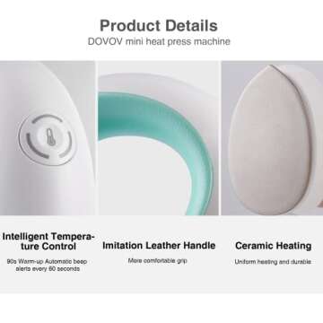 Dovov Mini Heat Press, Small Heat Press Machine for T Shirt, Shoes, Hats, Iron Press for Small HTV Vinyl Projects (Green)