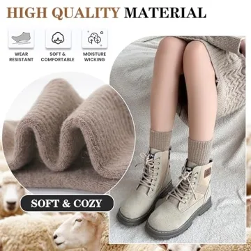 MOGGEI Womens Merino Wool Socks for Hiking Winter Warm Thick Thermal Crew Cozy Cabin Ladies Gift Comfy Boot Work Socks 5 Pairs(Assorted(5 Pairs))